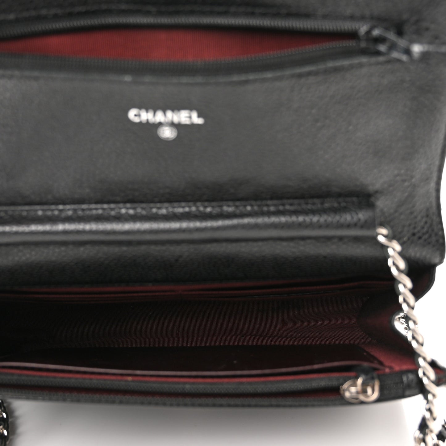 Caviar Quilted Wallet on Chain WOC Black