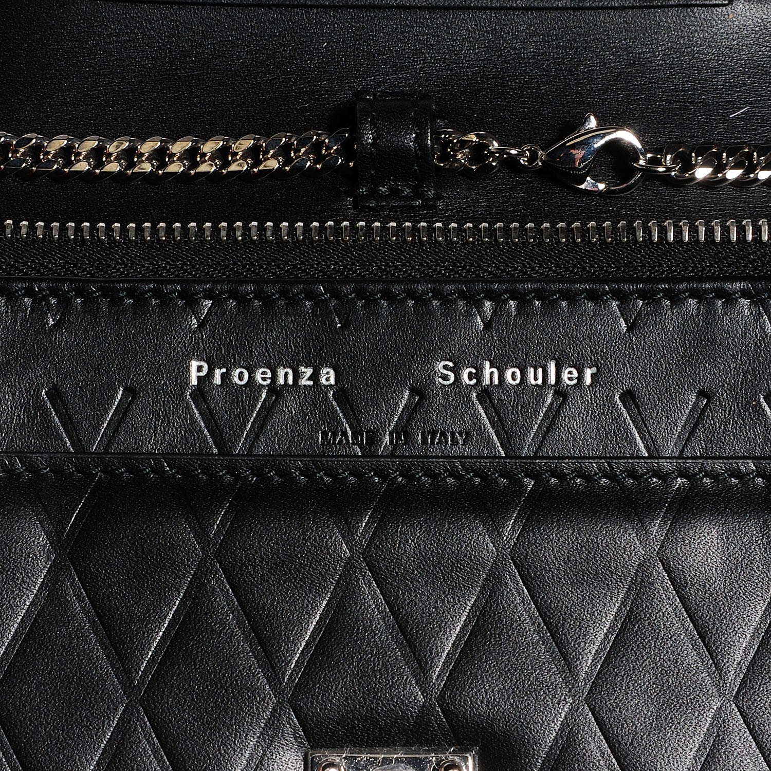Proenza Schouler Calfskin Embossed Crosshatch PS11 Chain Wallet Black 7 of 7