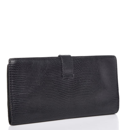 Hermes Lizard Bearn Gusset Wallet Black 3 of 14
