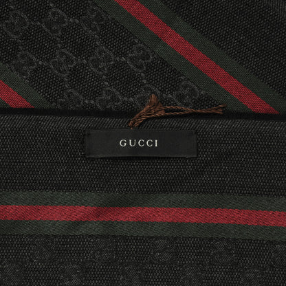 Gucci Silk Wool Monogram Web Scarf Black 4 of 6