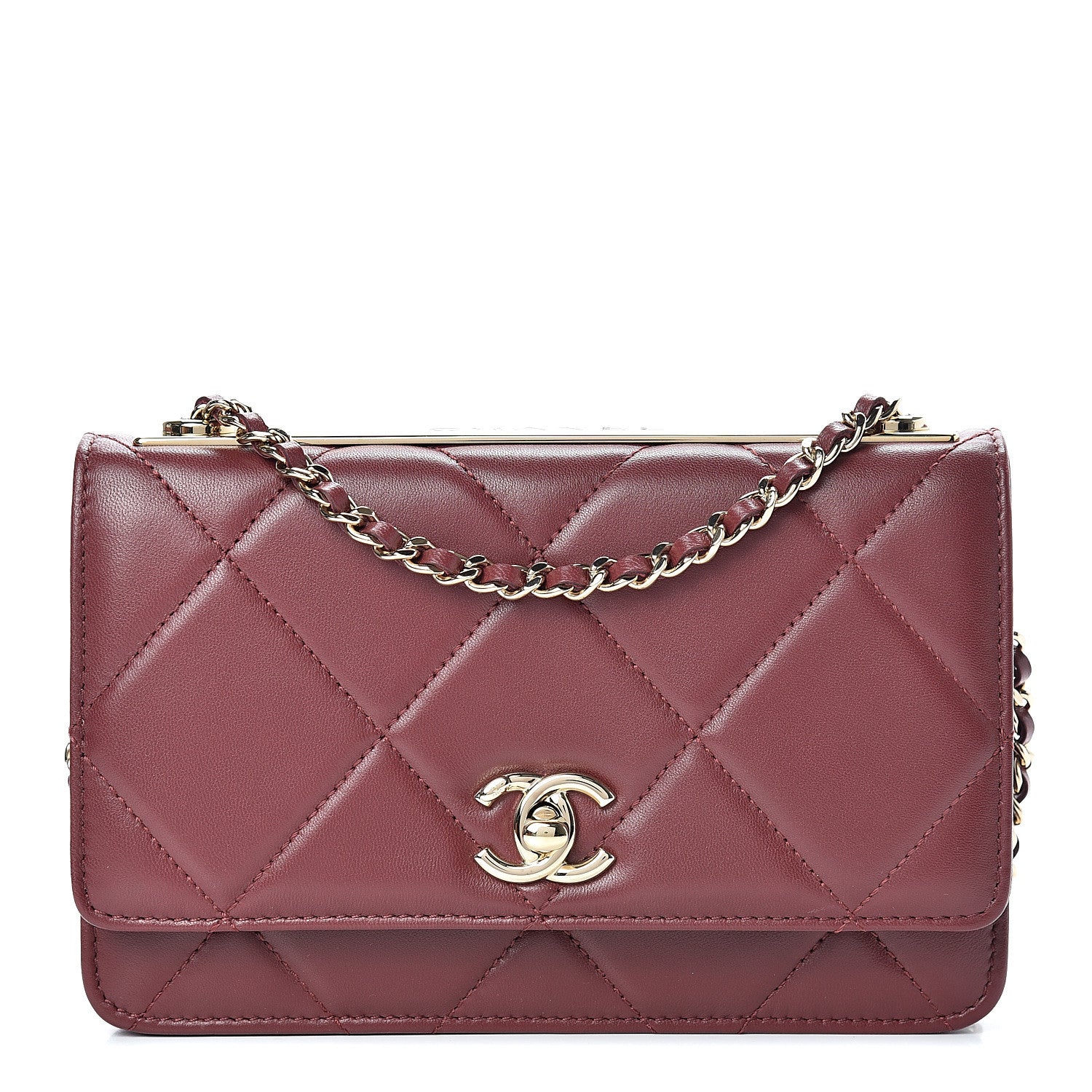 Chanel Lambskin Quilted Trendy CC Wallet On Chain WOC Dark Red 1 of 13