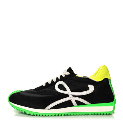 Loewe Suede Nylon Flow Runner Sneakers 42 Black Neon Green 1 of 11