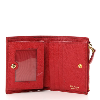 Prada Saffiano Zip Top Compact Wallet Fuoco 5 of 12