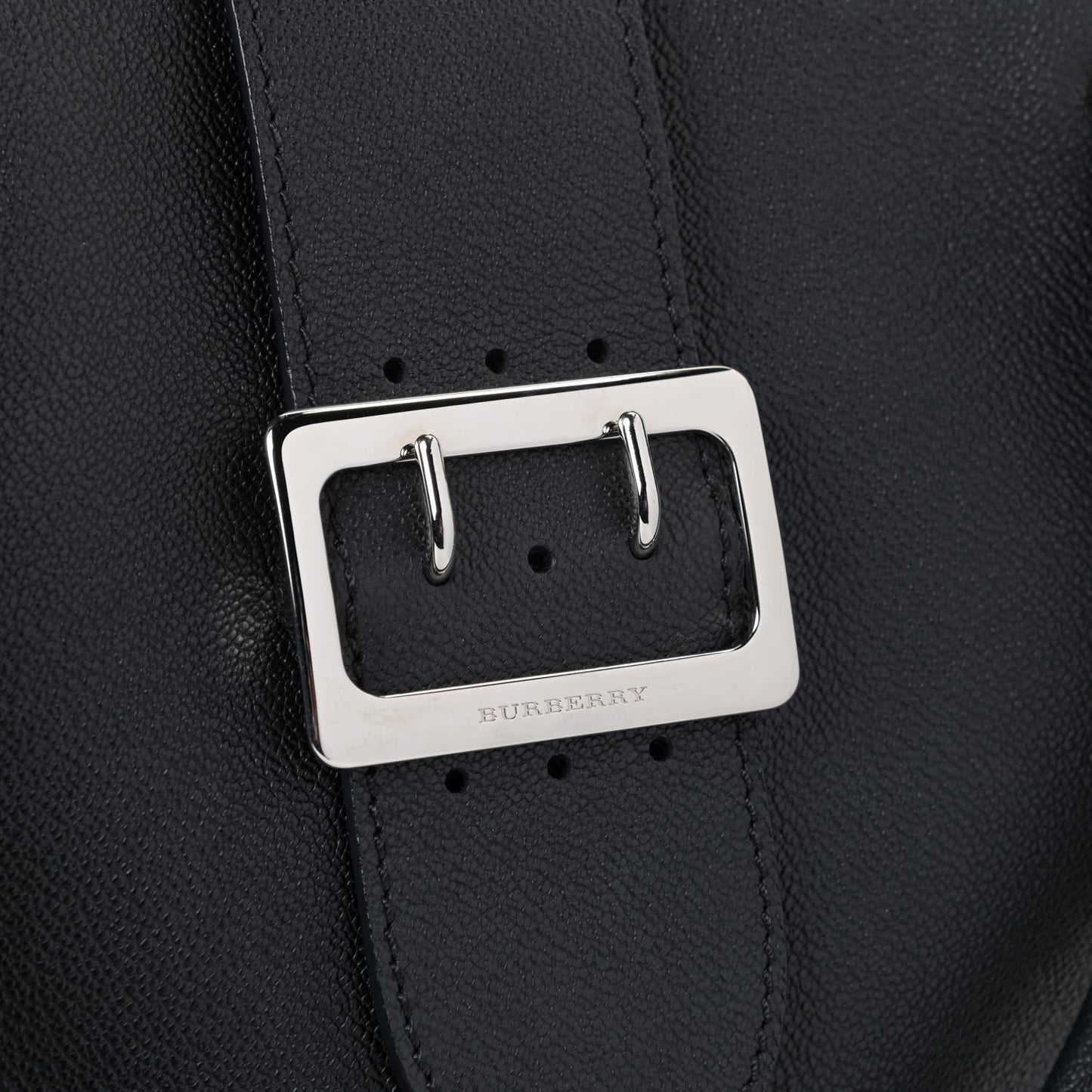 Soft Grain Calfskin Medium Buckle Tote Black