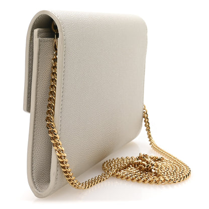 Saint Laurent Grain De Poudre Monogram Uptown Chain Wallet Crema Soft 4 of 11