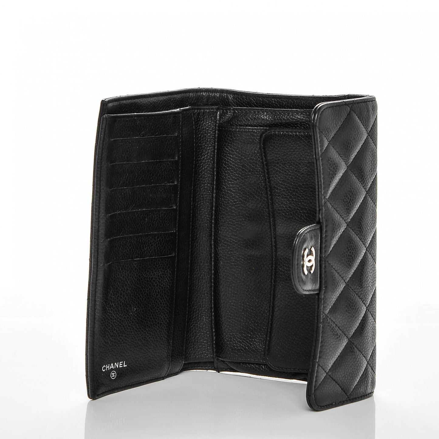 Caviar Quilted Large Flap Wallet Black