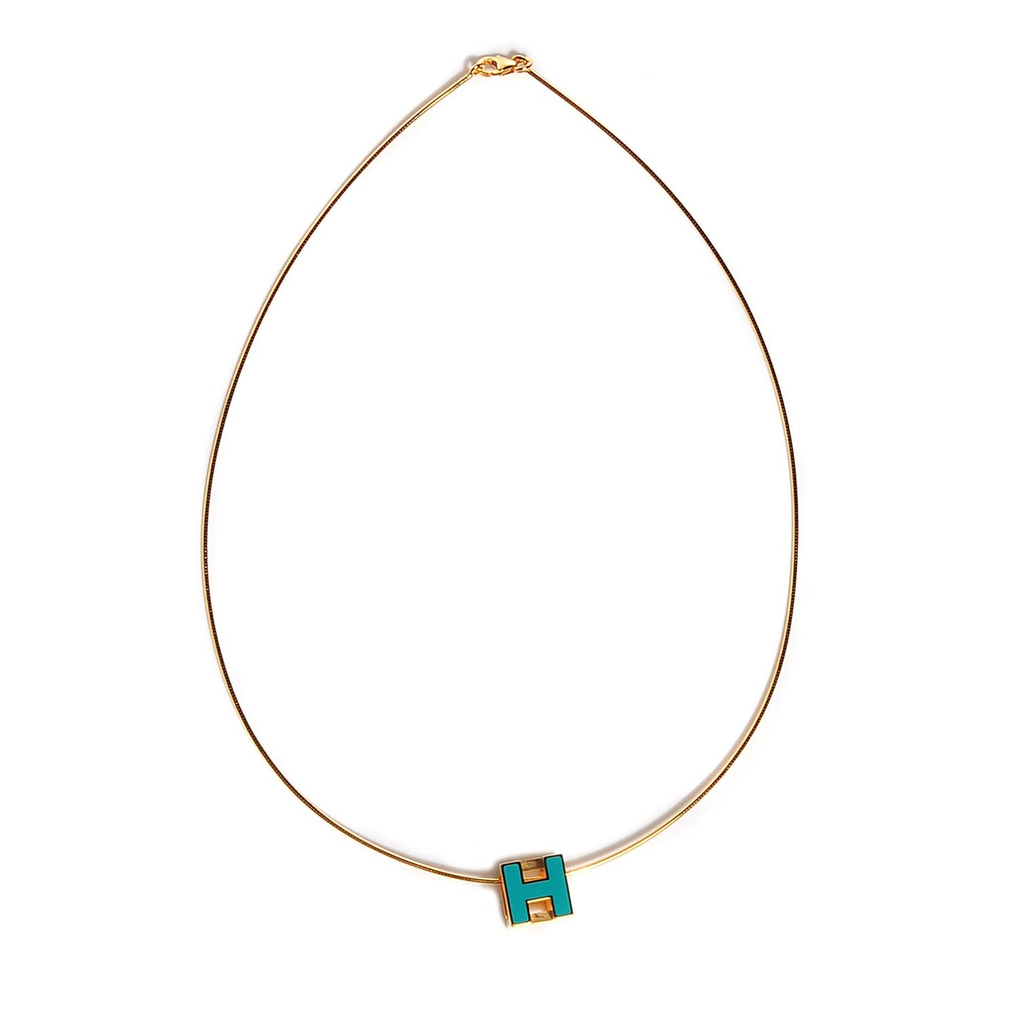 Lacquered Cage d'H Pendant Necklace Emerald