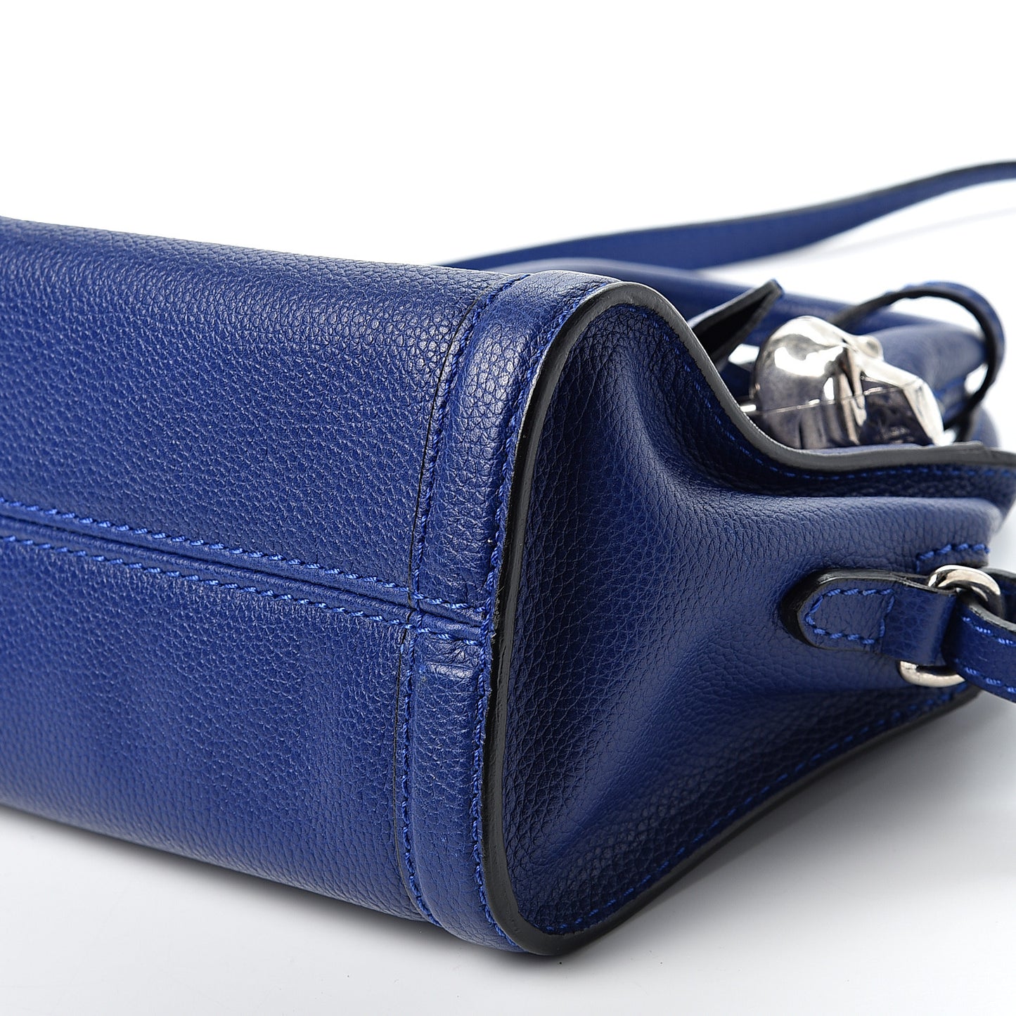 Pebbled Calfskin Mini Padlock Tote Ultramarine