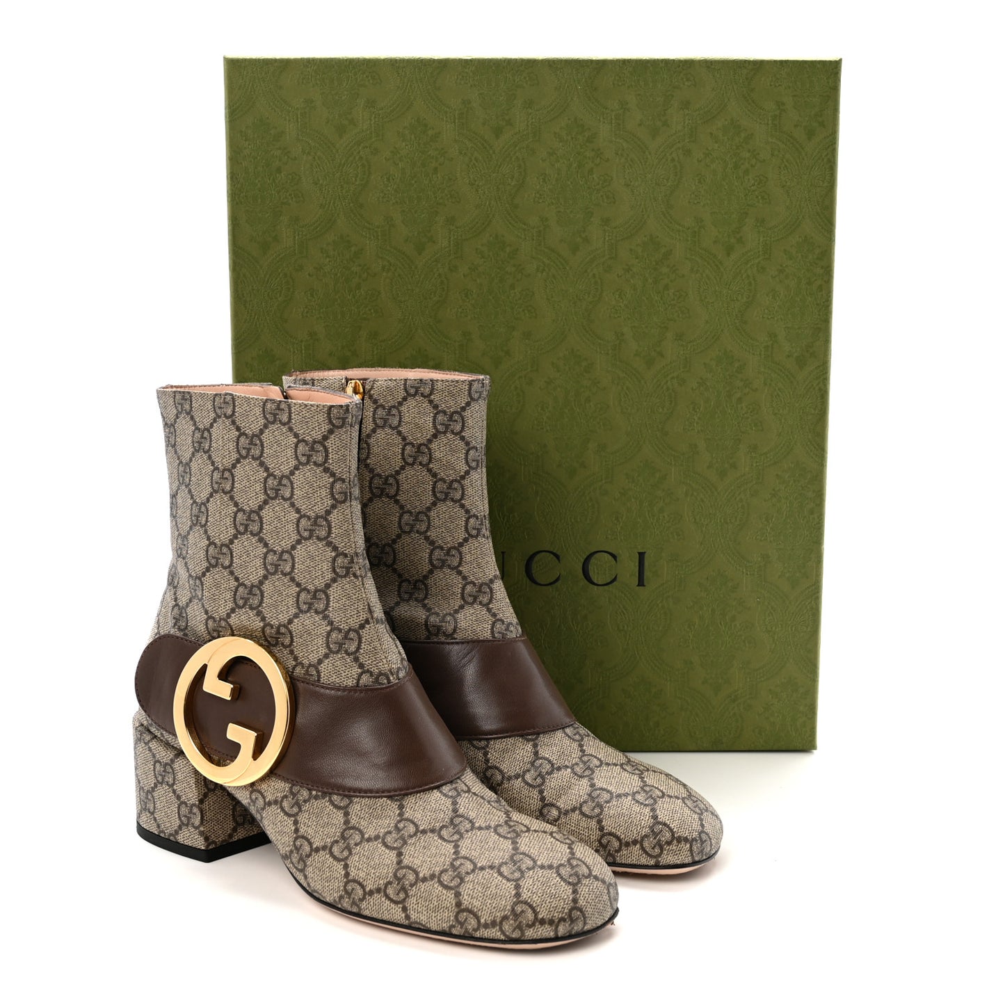 GG Supreme Monogram Malaga Kid Blondie 55mm Ankle Boots 37 Beige Ebony New Acero