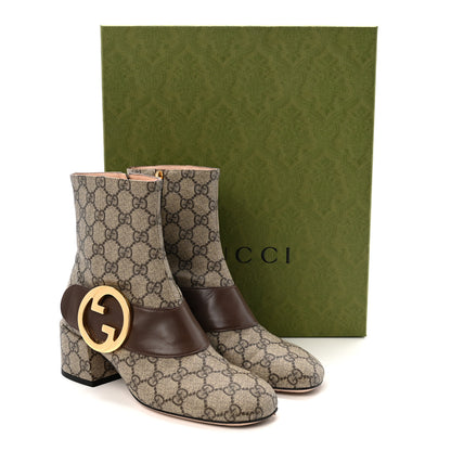Gucci GG Supreme Monogram Malaga Kid Blondie 55mm Ankle Boots 37 Beige Ebony New Acero 10 of 10