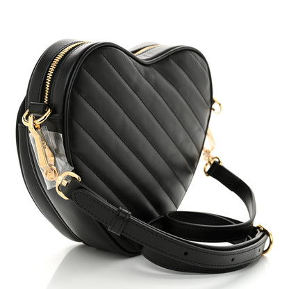 Gucci Calfskin Matelasse Diagonal Mini Interlocking G Heart Shoulder Bag Black 3 of 11