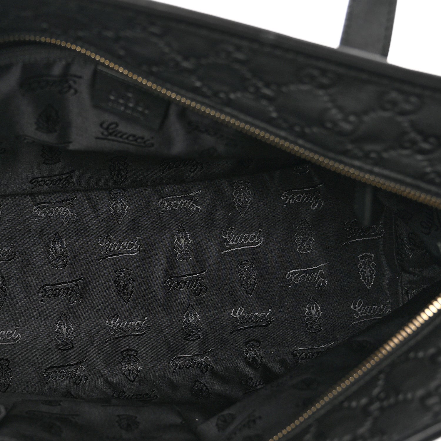 Gucci Guccissima Medium Zippered Shopping Tote Black 5 of 10
