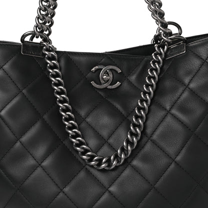 Chanel Calfskin Quilted Large Shopping In Chains Tote Black 8 of 10