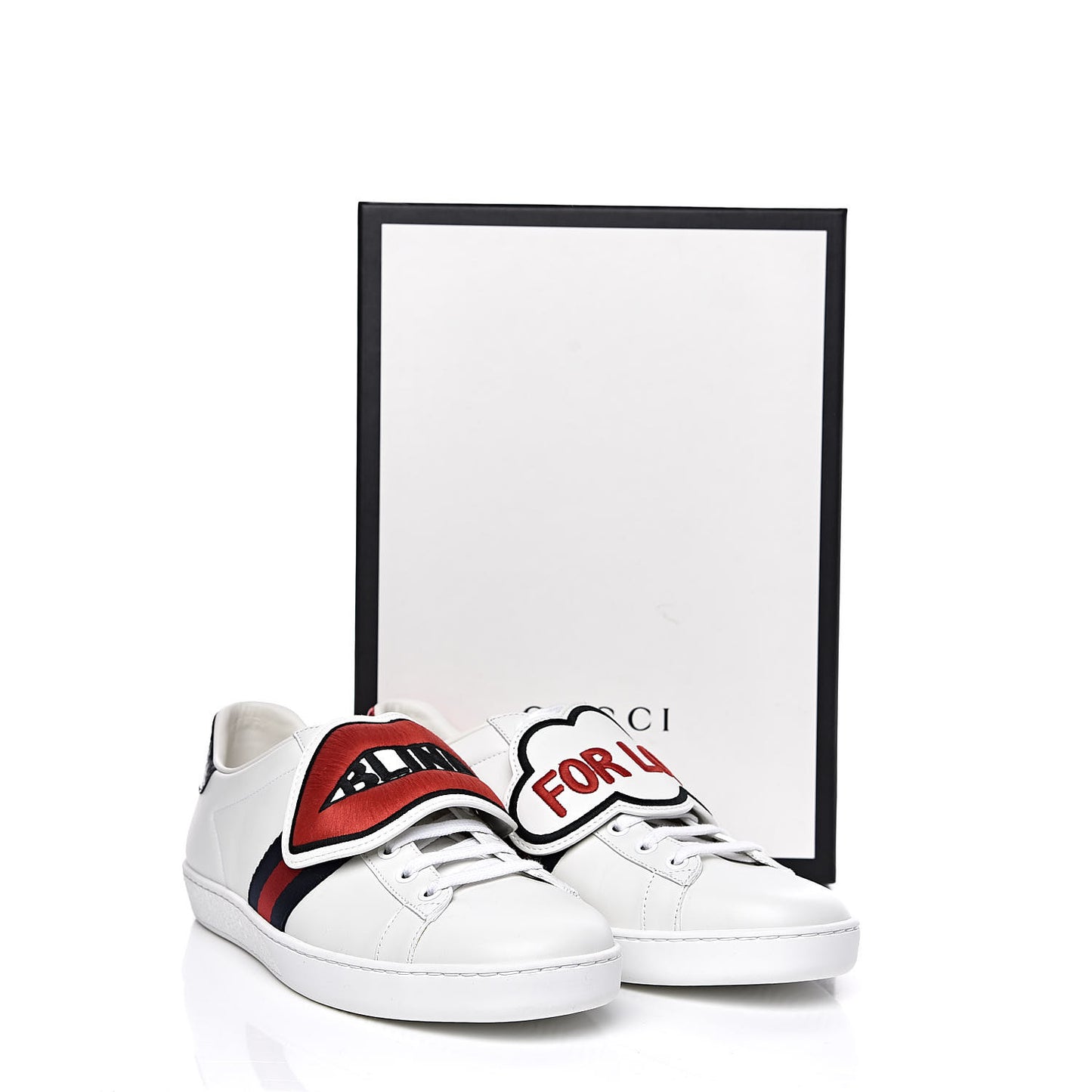Calfskin Ayers Blind For Love Embroidered Womens Ace Sneakers 39.5 White