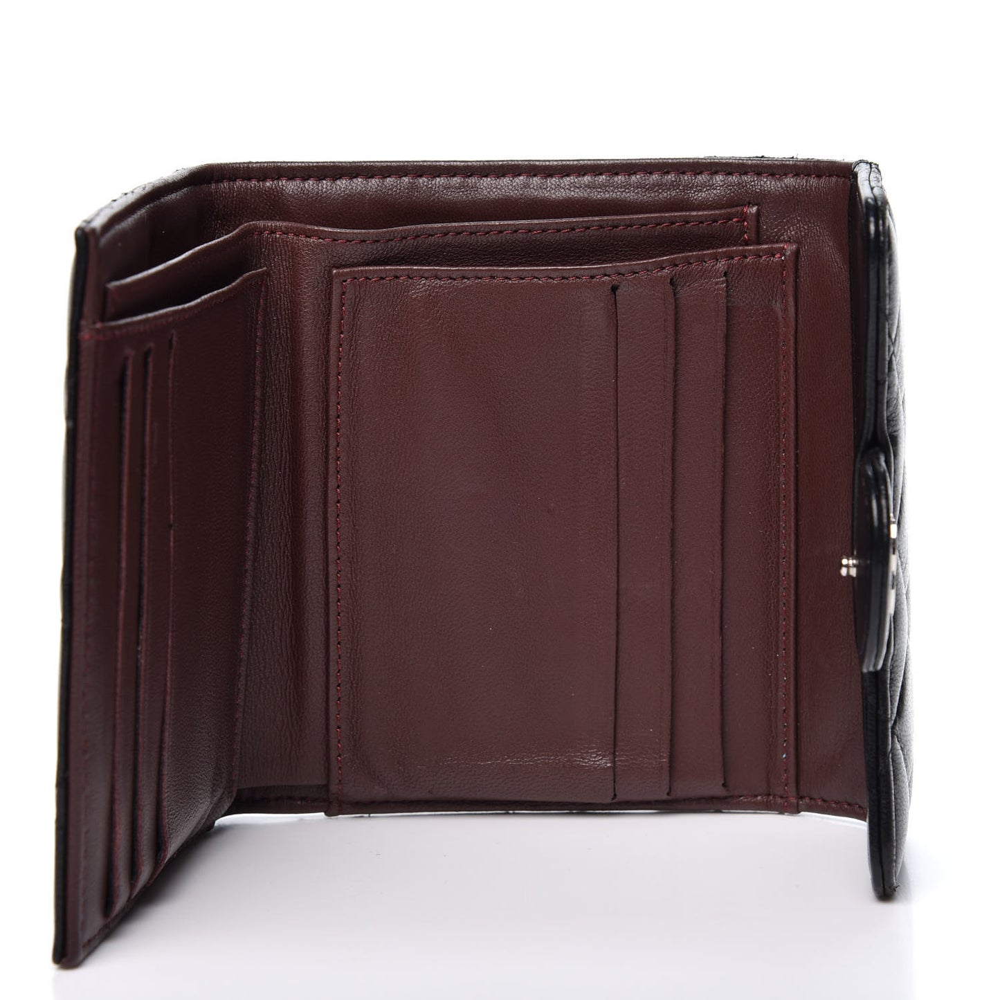 Lambskin Quilted Compact Flap Wallet Black