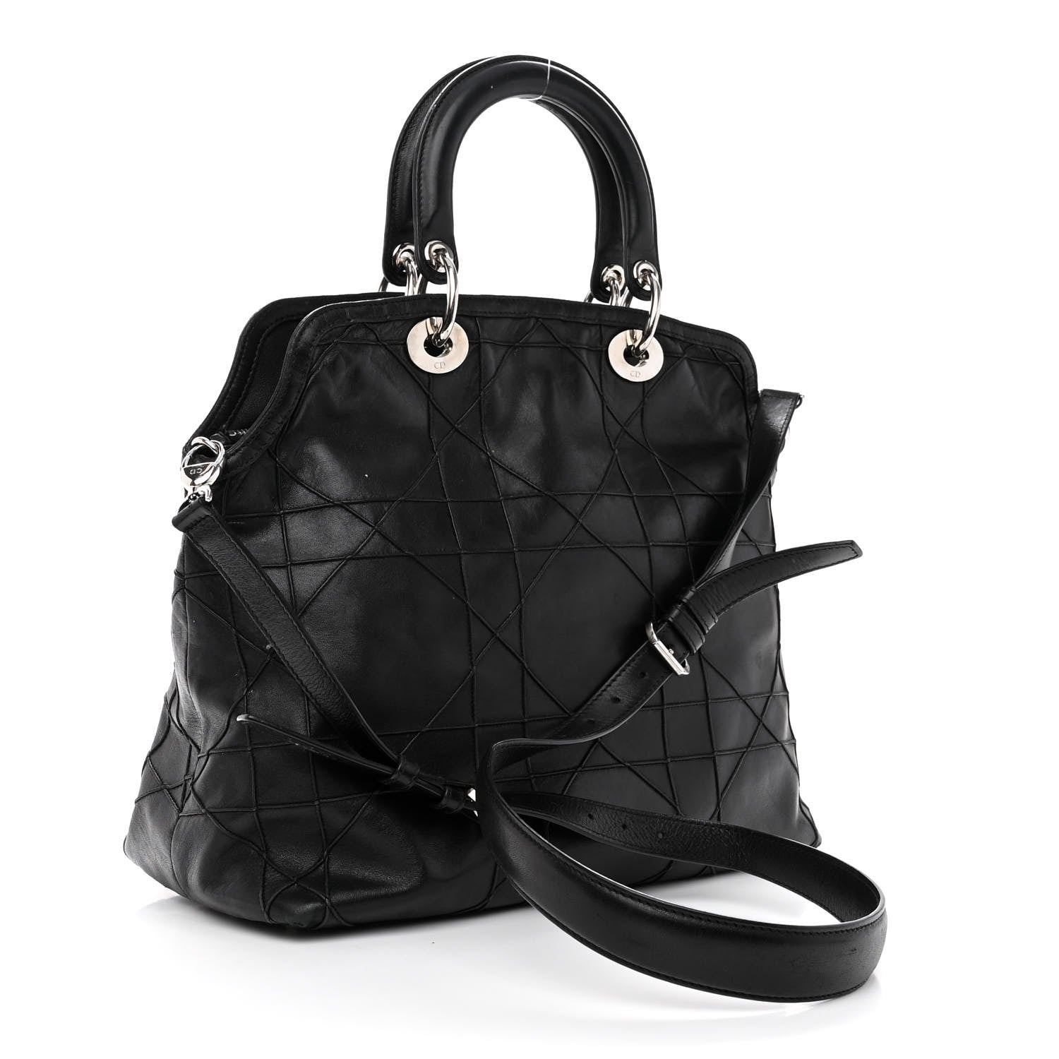 Christian Dior Lambskin Cannage Medium Granville Tote Black 3 of 11