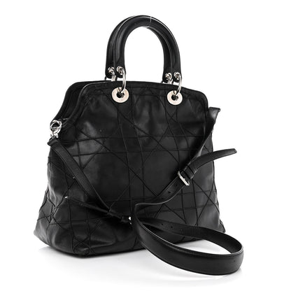 Christian Dior Lambskin Cannage Medium Granville Tote Black 3 of 11