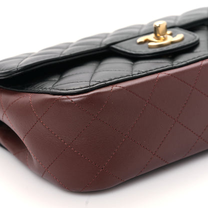 Chanel Calfskin Quilted Small Strap Into Flap Bag Black Burgundy 8 of 9