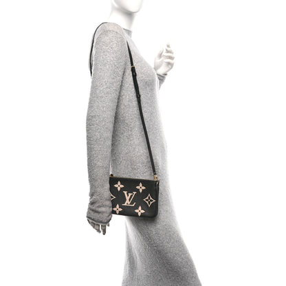 Louis Vuitton Empreinte Monogram Giant Double Zip Pochette Black Cream 2 of 10