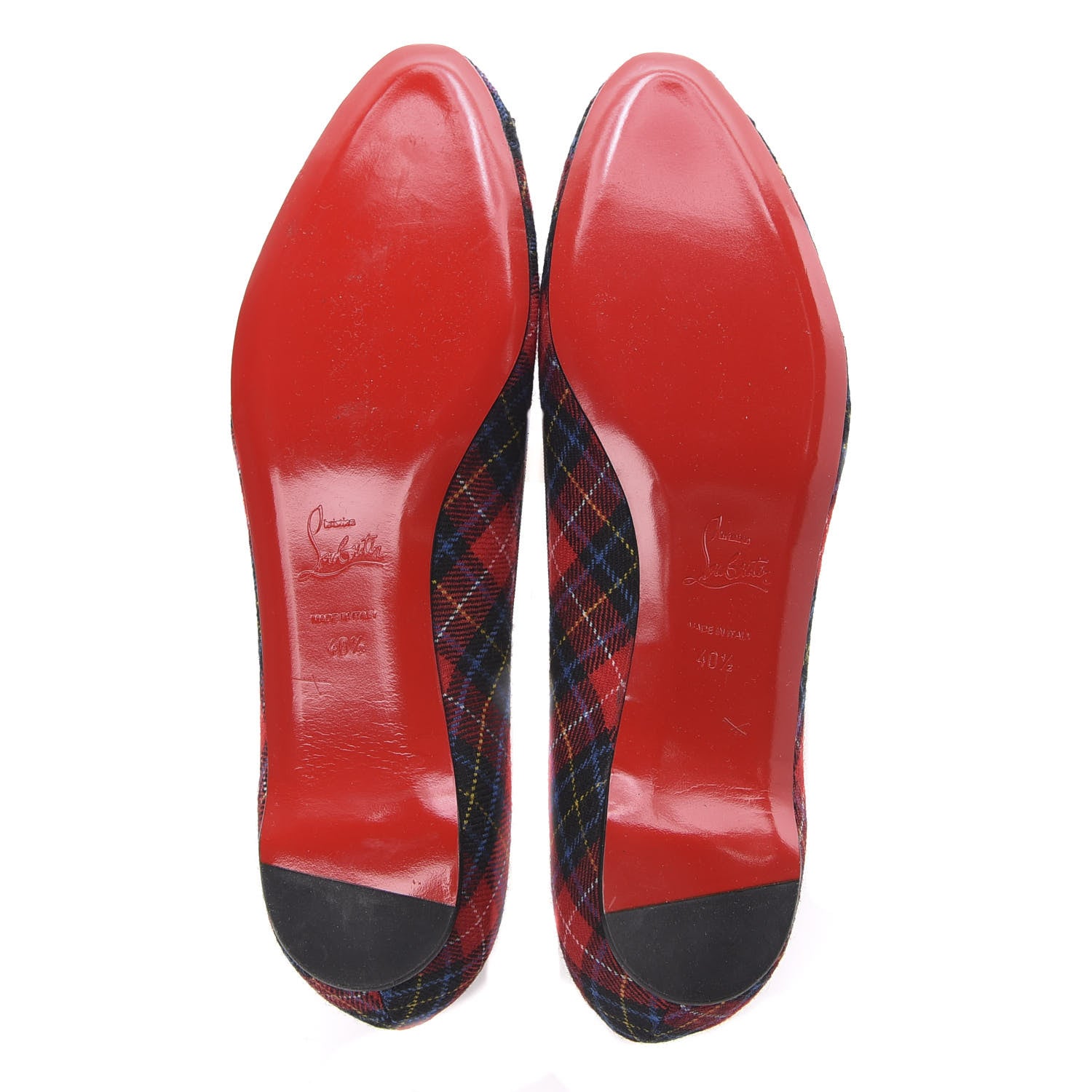 Christian Louboutin Tartan Rosella Flats 40.5 Crimson 5 of 7