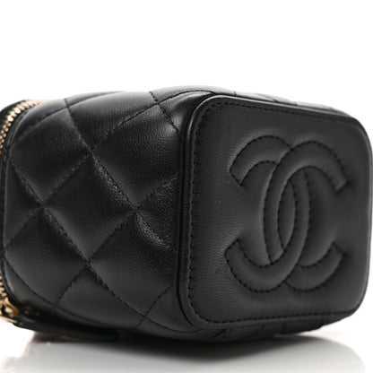 Chanel Lambskin Quilted Mini Pearl Crush Vanity Case With Chain Black 8 of 10