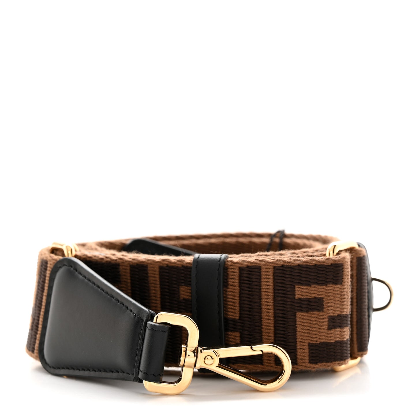 Jacquard Ribbon Vitello King FF Adjustable Strap You Fango Marrone Black