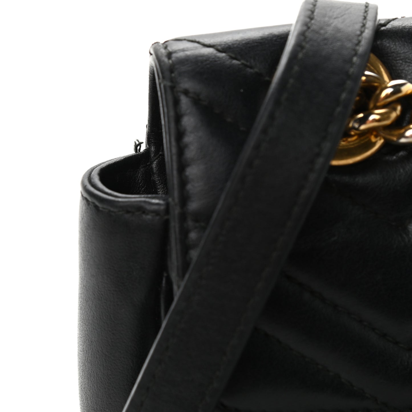 Calfskin Matelasse Mini GG Marmont Shoulder Bag Black