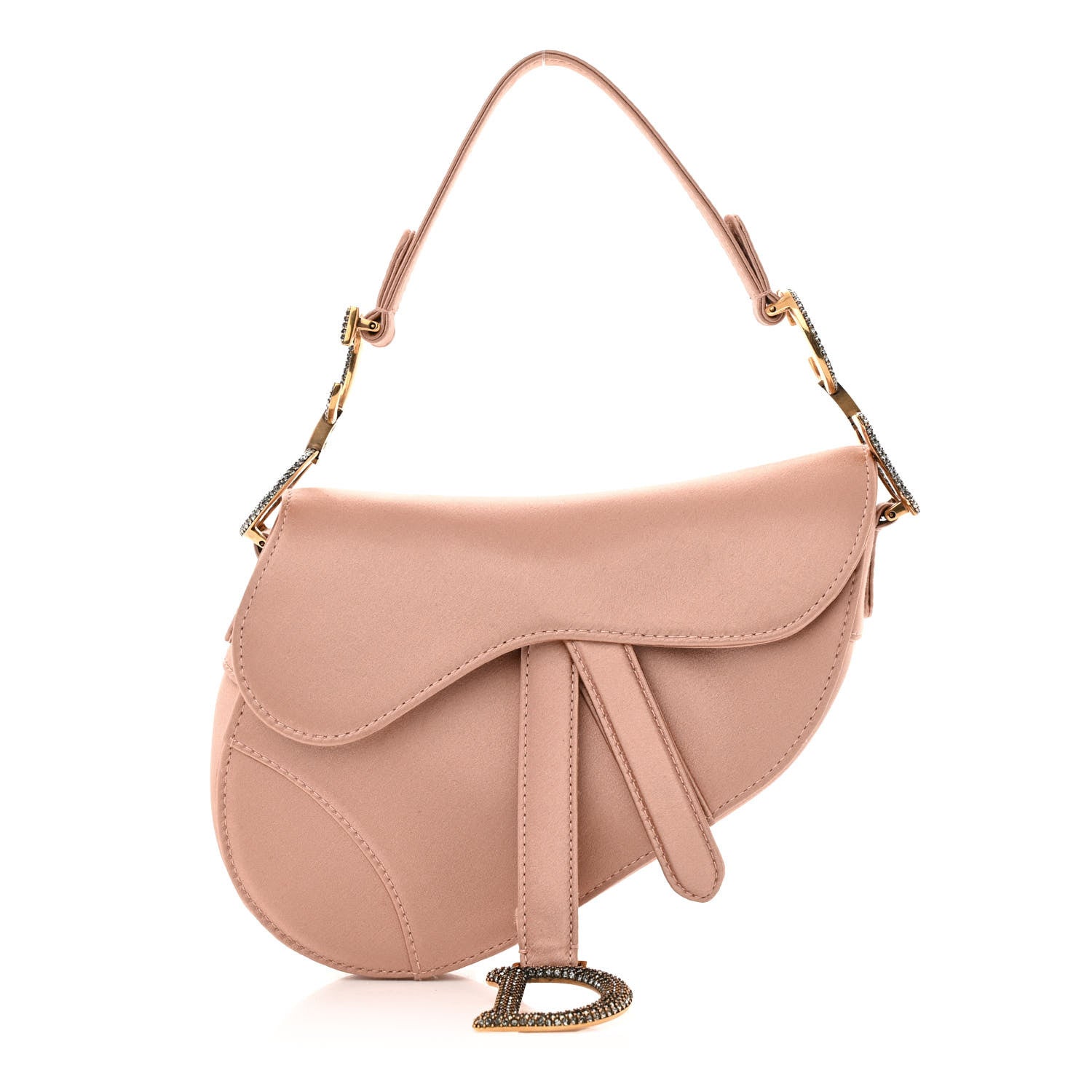 Christian Dior Satin Crystal Mini Saddle Bag Powder Beige 2 of 21