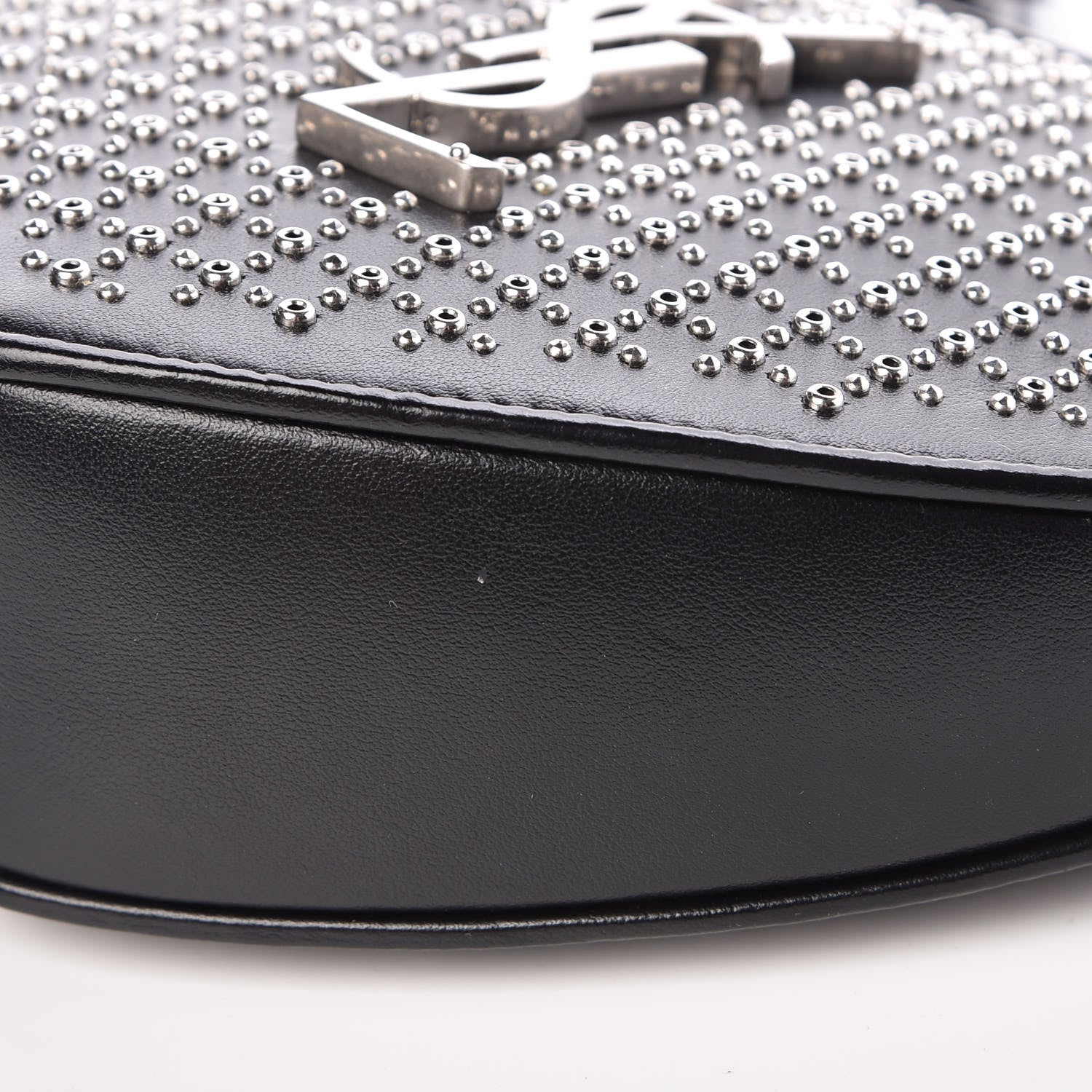 Saint Laurent Calfskin Studded Monogram Heart Shoulder Bag Black 10 of 10