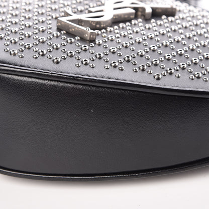 Saint Laurent Calfskin Studded Monogram Heart Shoulder Bag Black 10 of 10