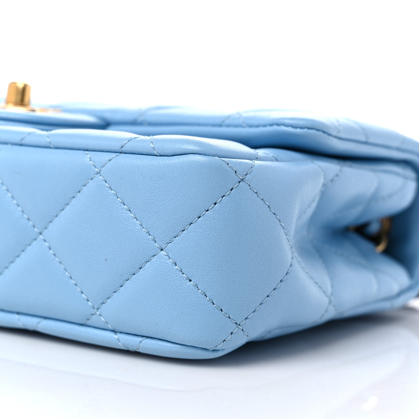 Lambskin Quilted Small Wenge Wood Flap Light Blue