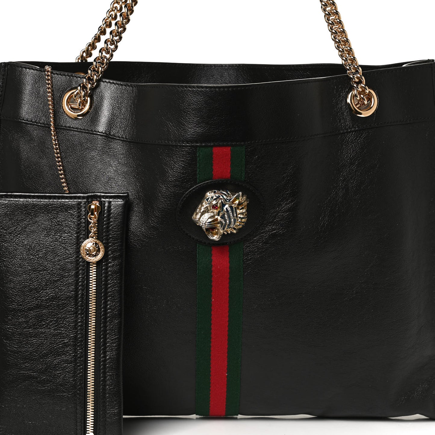 Calfskin Large Rajah Chain Tote Black