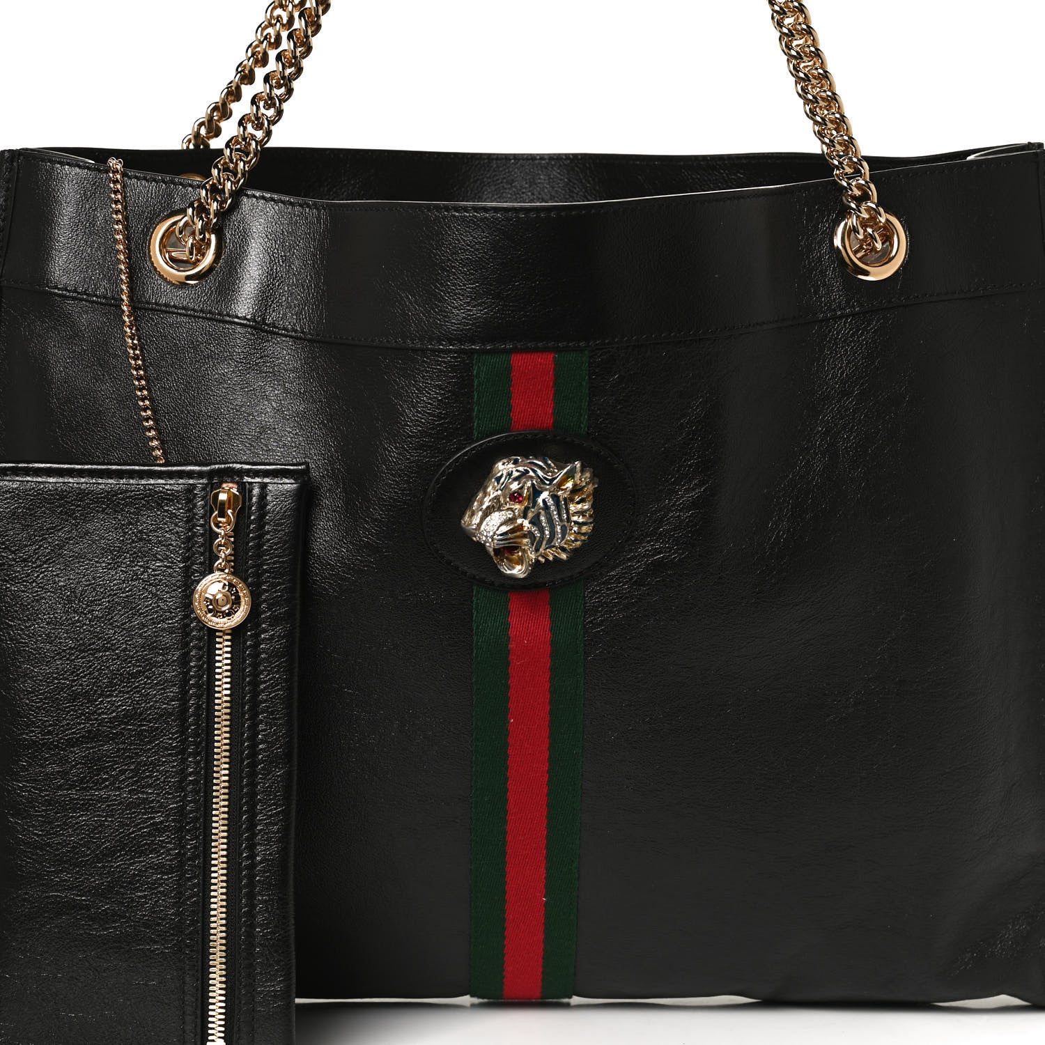 Gucci Calfskin Large Rajah Chain Tote Black 9 of 13