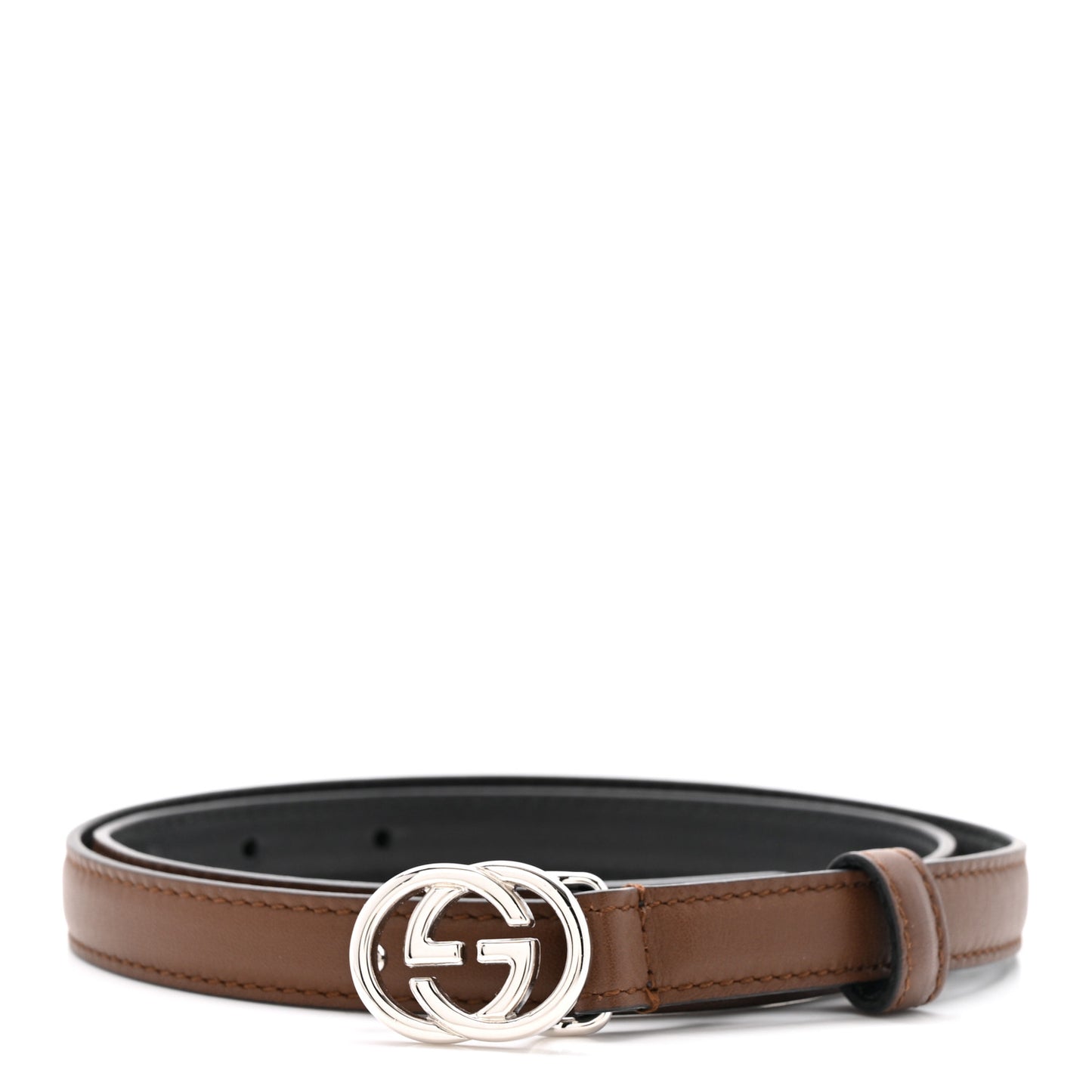 Moon Calfskin Nickel Interlocking G 20mm Belt 70 28 Brown