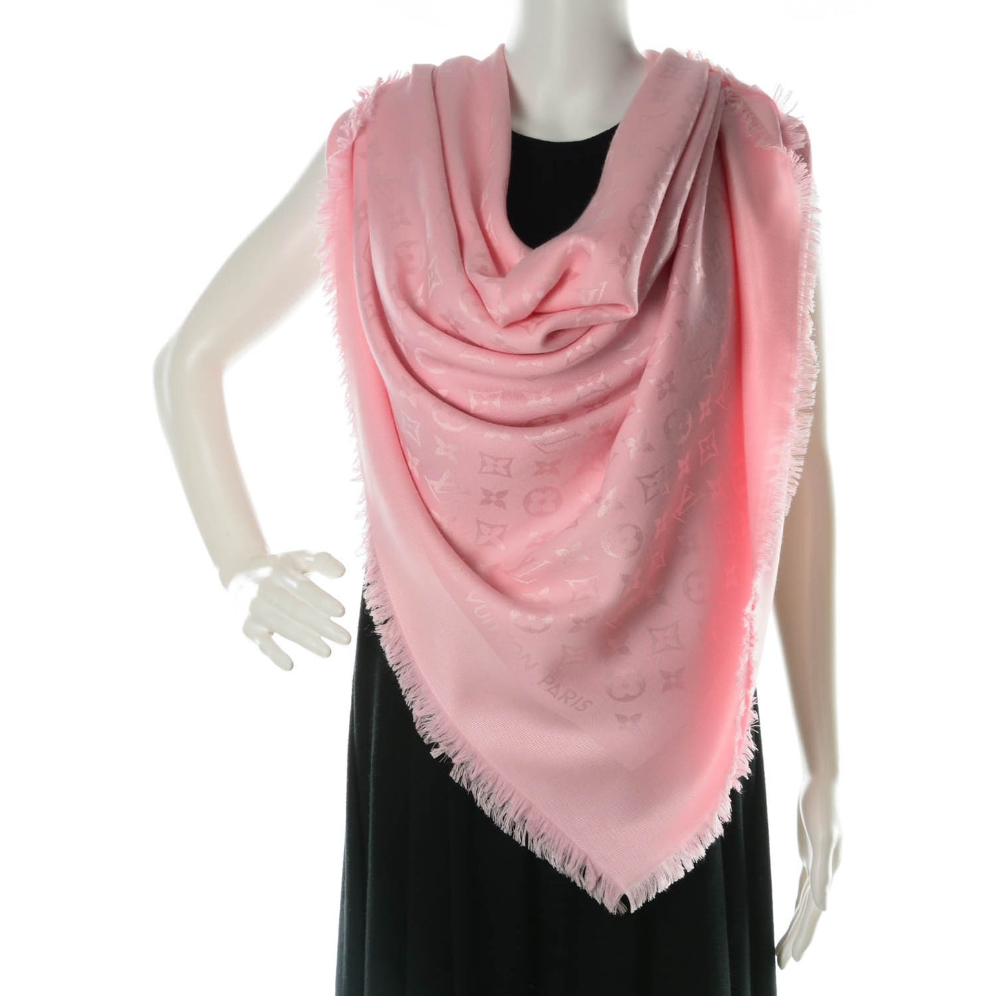Silk Wool Monogram Shine Shawl Pink