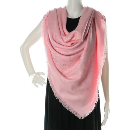 Louis Vuitton Silk Wool Monogram Shine Shawl Pink 2 of 5