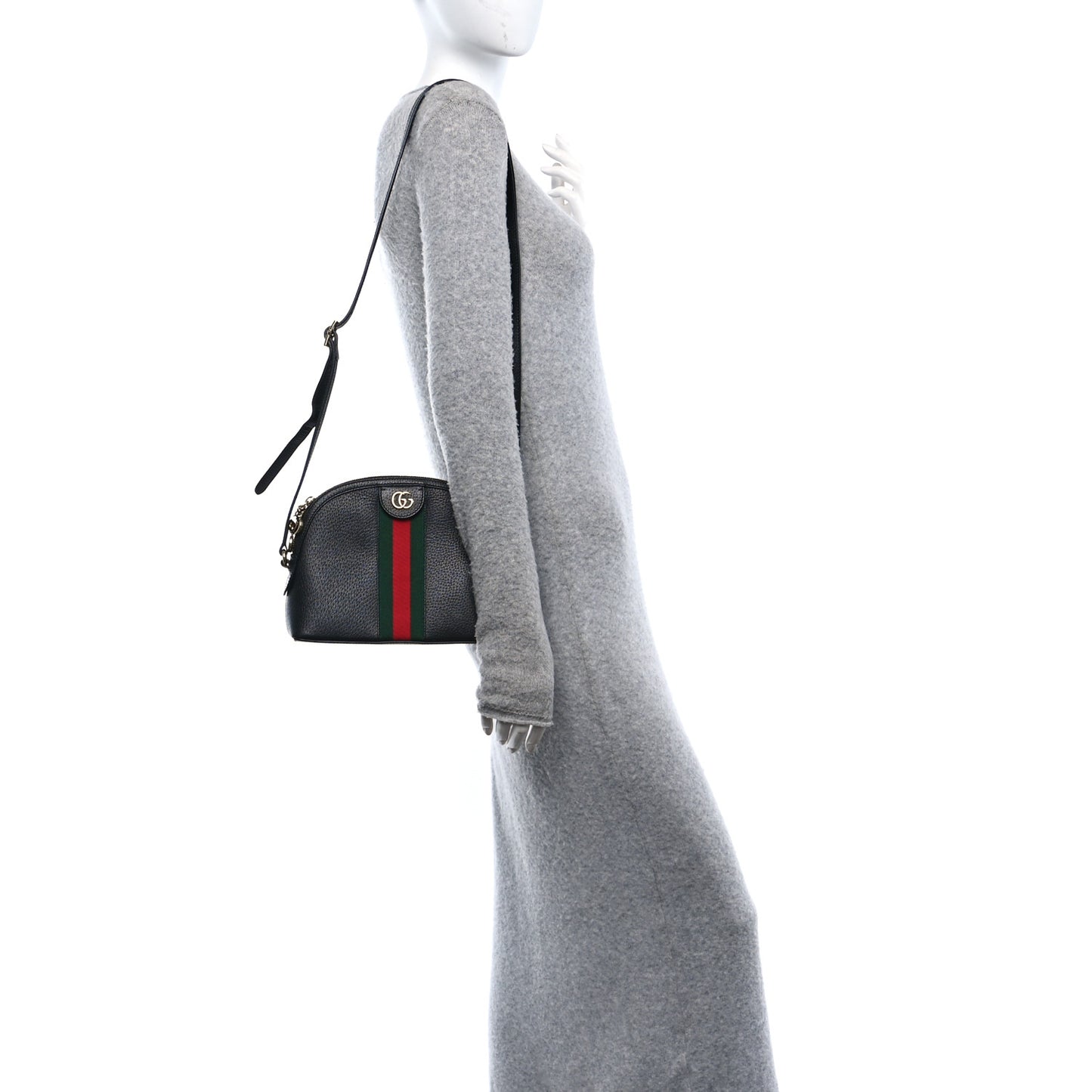 Calfskin GG Web Small Ophidia Dome Shoulder Bag Black