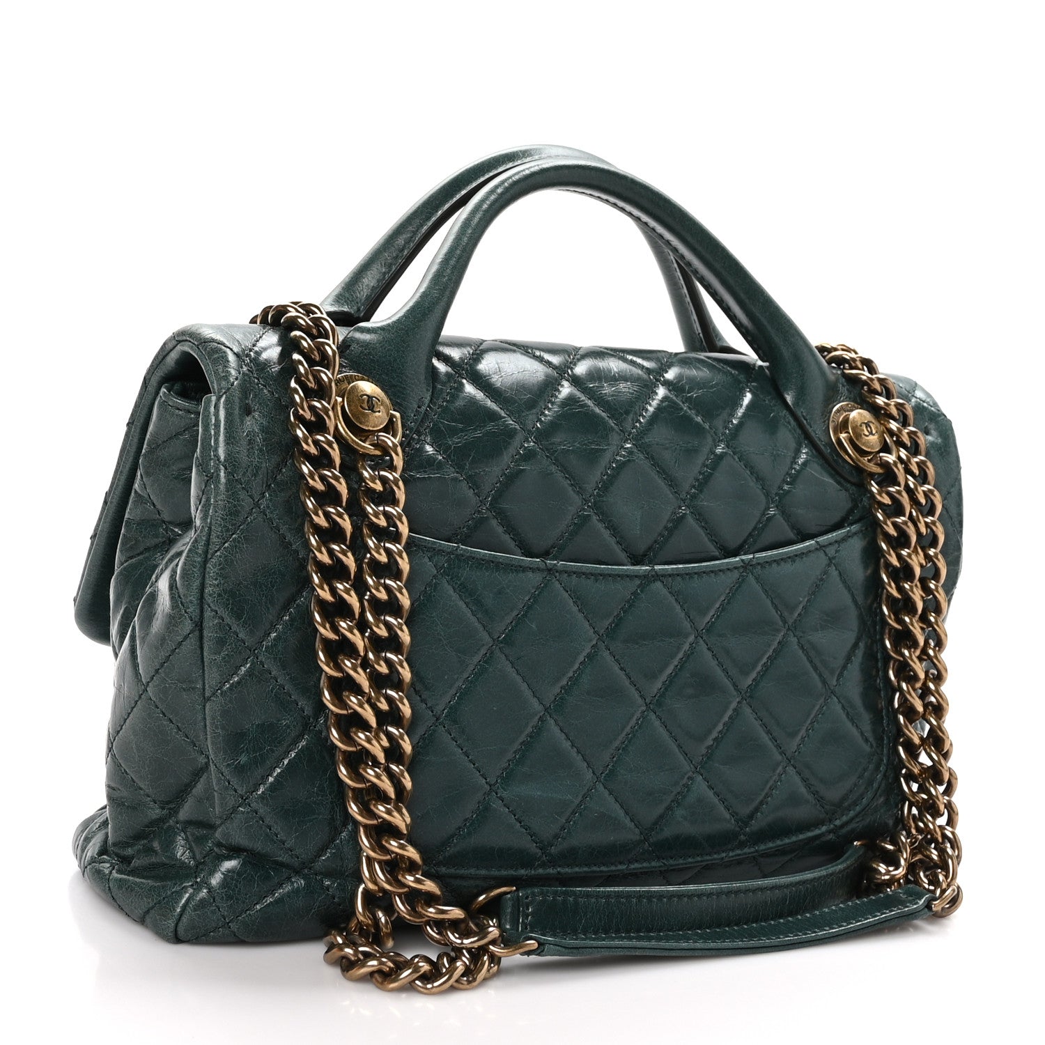 Chanel Glazed Calfskin Castle Rock Medium Flap Green 3 of 11