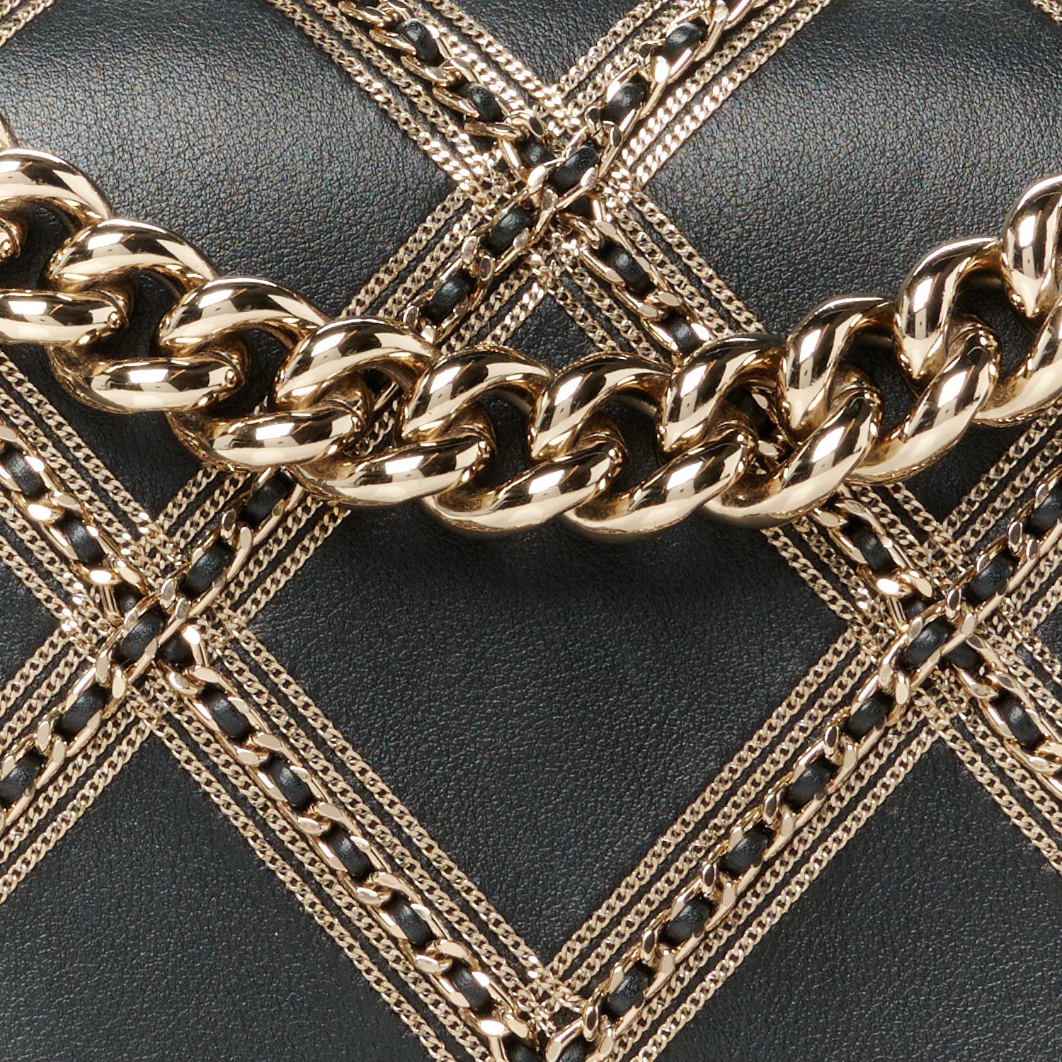 Chanel Calfskin Quilted Medium Chain Detail Boy Flap Black 8 of 10