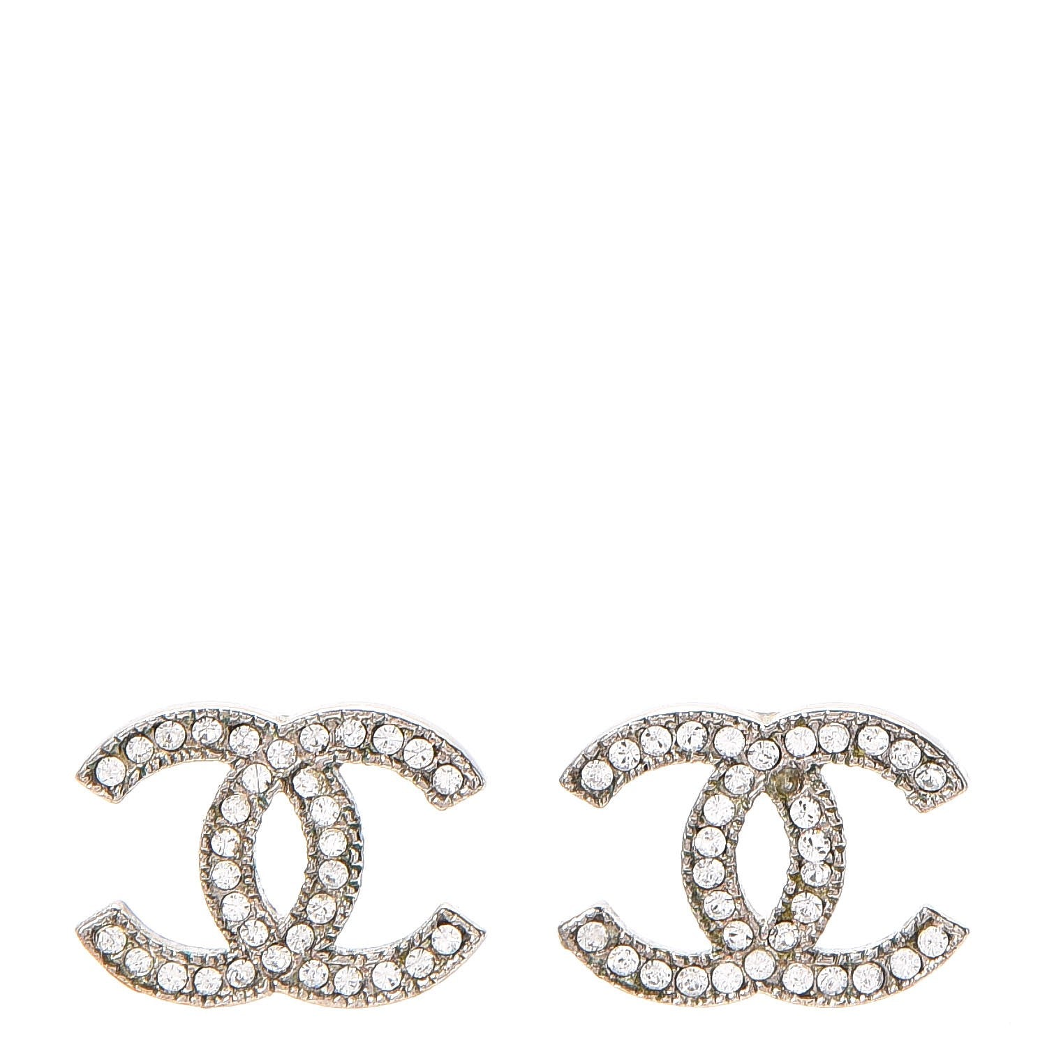 Chanel Crystal CC Earrings Silver 1 of 7