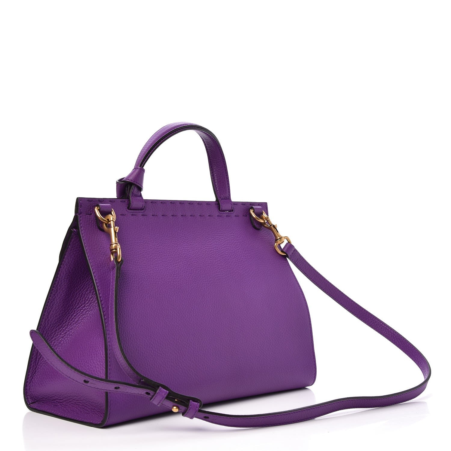 Gucci Calfskin Small GG Marmont Top Handle Bag Purple 4 of 9