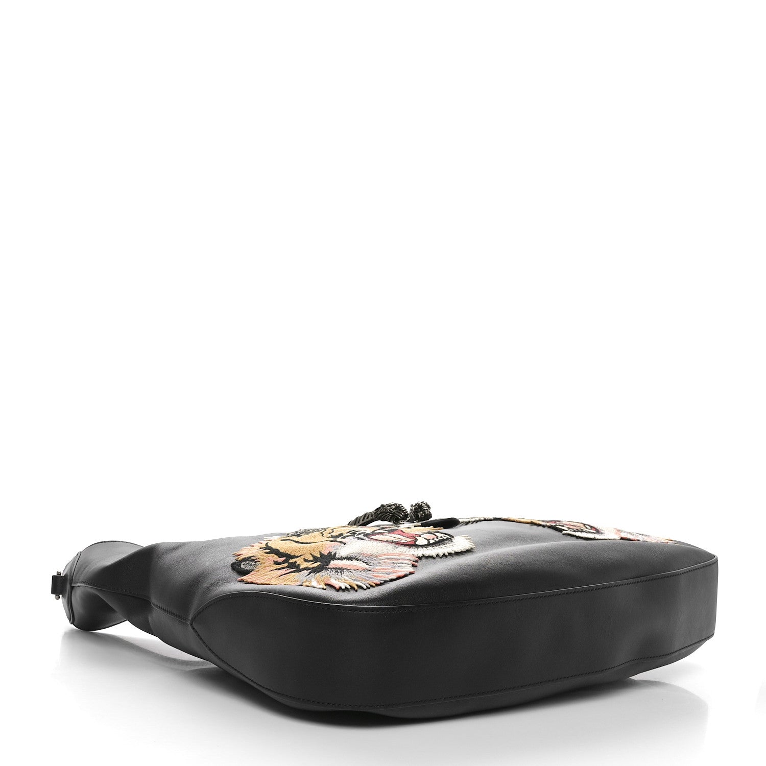 Gucci Calfskin Web Tiger Embroidered Large Dionysus Hobo Black 4 of 10