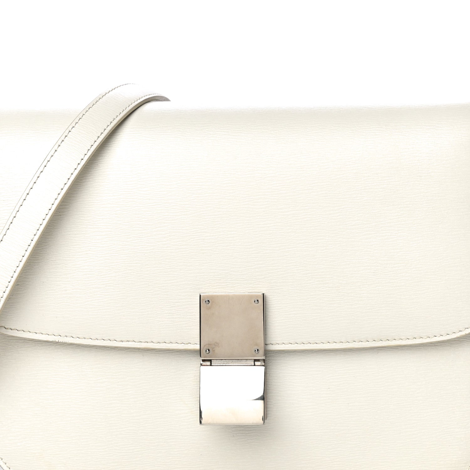 Celine Liege Calfskin Medium Classic Box Flap Bag White 10 of 25