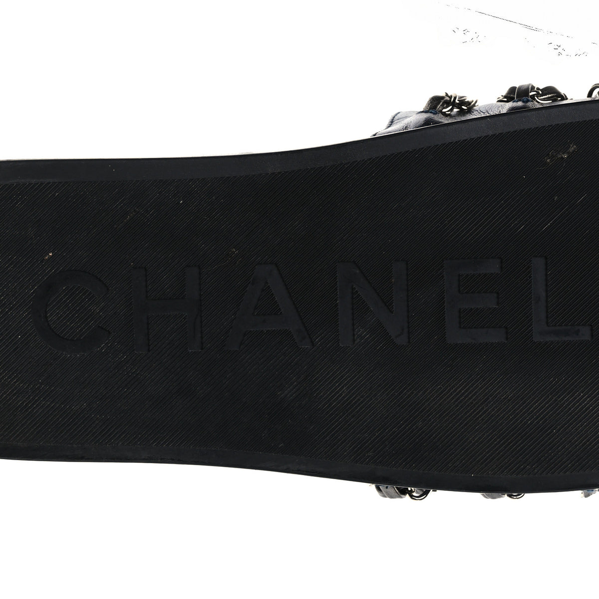 Chanel Fantasy Lambskin Chain Flat Sandals 40 Dark Blue 8 of 11