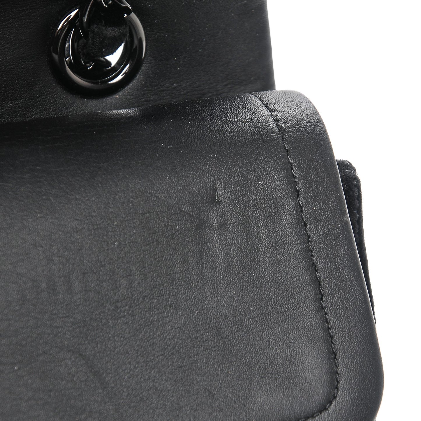 Velvet Quilted Medium Double Flap Black