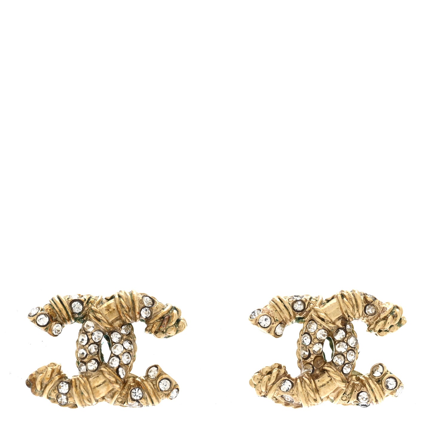 Crystal Mini Twist CC Earrings Gold