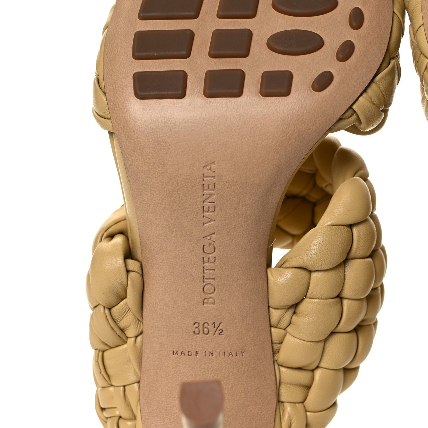 Nappa Twisted Padded Intrecciato Curve Slide Sandals 36.5 Tapioca