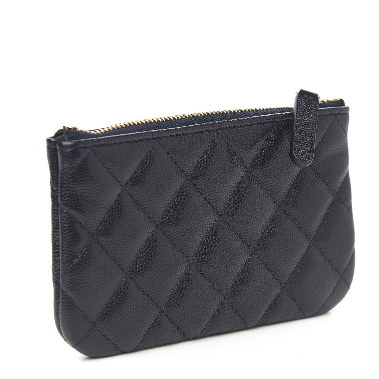 Caviar Quilted Small Cosmetic Case Navy Blue