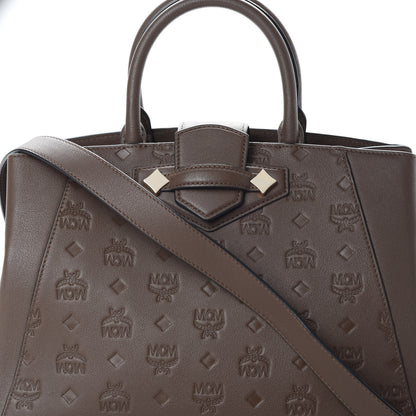 MCM Calfskin Ottomar Monogram Medium Essential Tote Chestnut 8 of 13