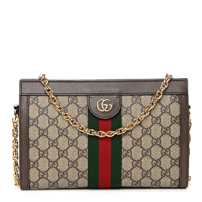 Gucci GG Supreme Monogram Web Small Ophidia Chain Shoulder Bag Brown 1 of 10